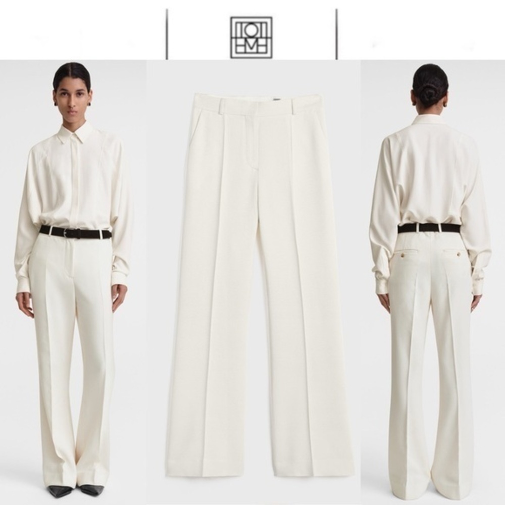 Toteme Cream Flared Evening Macadamia Trousers sz 34 S 680$